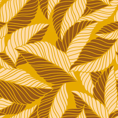 Fototapeta na wymiar Elegant seamless pattern with delicate leaves. Vector Hand drawn floral background.