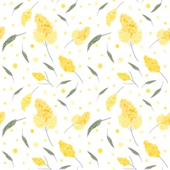 Abwaschbare Fototapete Mimosa. Flowers. Floral seamless pattern. Spring illustration. © Elena GSem