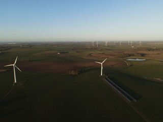 Fototapeta na wymiar Very high resolution 48Mpx drone close-up of working Wind Turbines in Withernsea, UK