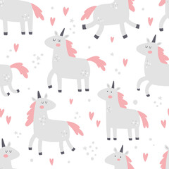 vector seamless pattern with a cute unicorn