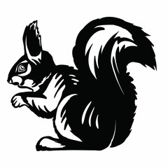 stylized squirrel in profile in black, logo, isolated object on a white background, vector illustration,
