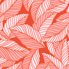 Elegant seamless pattern with delicate leaves. Vector Hand drawn floral background.