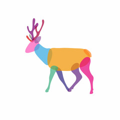 Abstract flat deer isolated on a white backgrounds. Design element. Vector illustration
