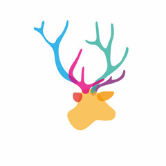 Abstract flat deer isolated on a white backgrounds. Design element. Vector illustration