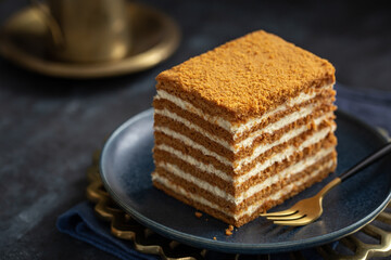 slice of homemade honey cake
