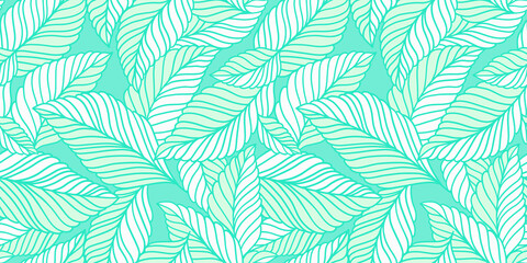 Elegant seamless pattern with delicate leaves. Vector Hand drawn floral background.