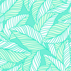 Elegant seamless pattern with delicate leaves. Vector Hand drawn floral background.