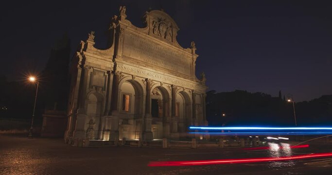4K timelapse footage of Janiculum Fountain in Rome at the sunset