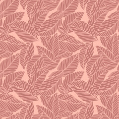 Elegant seamless pattern with delicate leaves. Vector Hand drawn floral background.