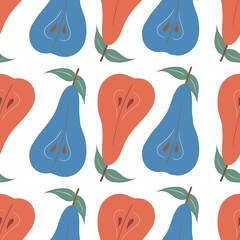 Seamless pattern with red and blue pear