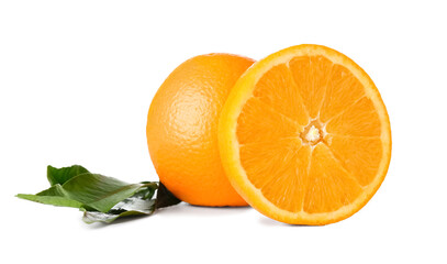 Fresh juicy oranges isolated on white background