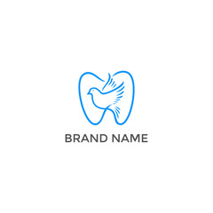 Dental bird logo tooth abstract design vector template