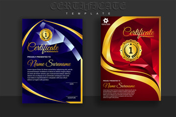 Modern certificate template in gradation and gold colors, luxury and modern style and award style vector image. Suitable for appreciation