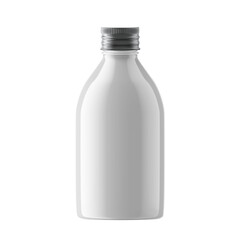 Round Plastic Bottle Cosmetic with Aluminium Screw Cap Isolated