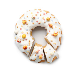 Tasty Easter cake isolated on white background