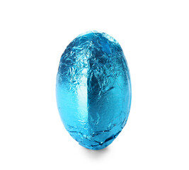 Chocolate Easter egg in foil isolated on white background