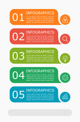 Business infographic Vector with 5 steps. Used for presentation,information,education,connection,marketing, strategy,technology,learn,creative,growth,stairs,idea,flow,mobile,smartphone,phone,work.