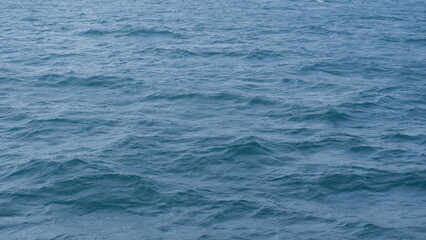 Full frame of dark blue sea surface with many waves