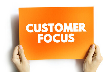 Customer Focus text quote on card, concept background