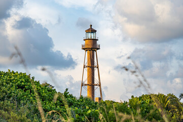 Fototapeta na wymiar The Lighthouse on Sanibel Island in Florida photographed at golden hour in the evening. 