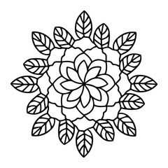 Plumeria (frangipani) simple vector floral element. Can be used as coloring page, as logo for your design progect. Circular geometric element. Flower mandala.