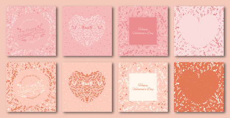 Ornate Happy Valentine's day greeting cards. Trendy square Valentine art templates. -- good for social media posts , posters and prints.