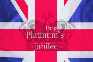 Platinum jubilee of Queen Elizabeth of Great Britain.British flag and symbol of the Queen's...