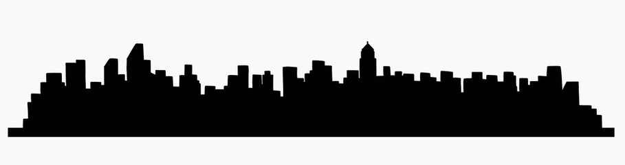 Obraz premium modern cityscape skyline outline doodle drawing on white background.