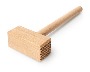 Traditional wooden mallet, meat tenderizer, kitchen utensil