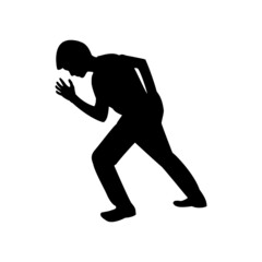 Silhouette of running male kid.