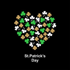 St. Patrick's day greeting card with a heart made of clover leaves