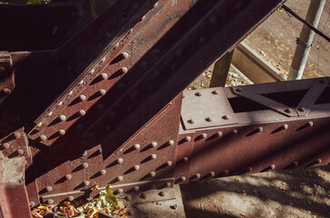 Metal industrial old rusty railroad train platform