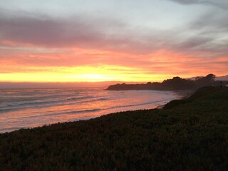 sunset over the beach