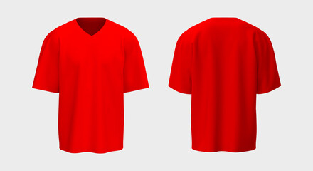 men's short-sleeve t-shirt mockup in front and back views, design presentation for print, 3d illustration, 3d rendering