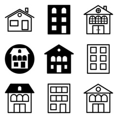 House Flat Icon Set Isolated On White Background