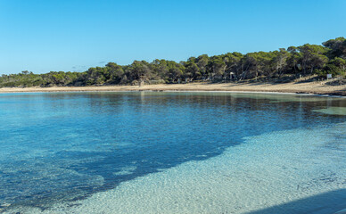 General view of Estanys beach in Colonia de Sant Jordi