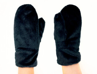 Mittens worn on a girl's hand