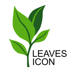 Eco icon with branch with green leaves