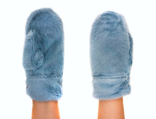 Mittens worn on a girl's hand