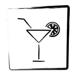 Cocktail icon. Brush frame. Vector illustration.