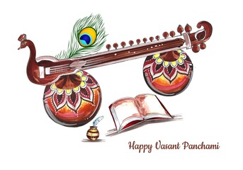 Hand drawn vasant panchami festival card background