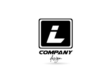L alphabet letter logo icon with black and white design and square. Creative template for company and business