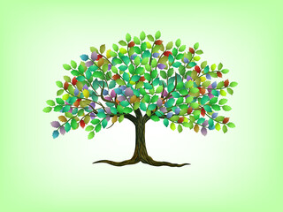 Obraz premium exotic and romantic tree vector, colorful tree logo
