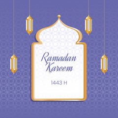 Ramadan Kareem design with very peri color background