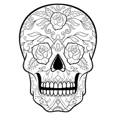 Vector black and white Sugar Skull illustration