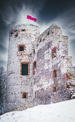 Ruiny zamku w Rudnie. Ruiny zamku niedaleko Krakowa. Okolice Krakowa. Ruiny zamku.  - 483769791