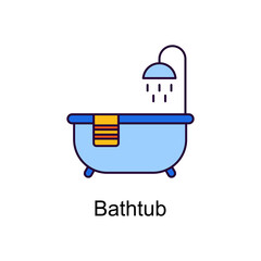 Bathtub vector Filled Outline Icon Design illustration. Home Improvements Symbol on White background EPS 10 File