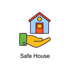 Fototapeta na wymiar Safe House vector Filled Outline Icon Design illustration. Home Improvements Symbol on White background EPS 10 File