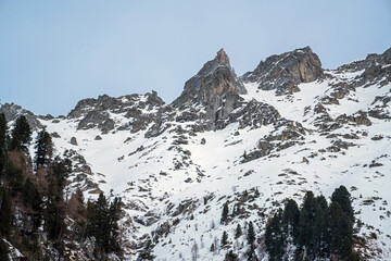beautiful view of the alps in the hohe tauern national park in austria at a cold winter day