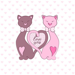 couple of cats in love. vector illustration